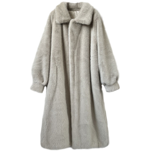 Winter Extended Fashion Leather Fur Coat Women