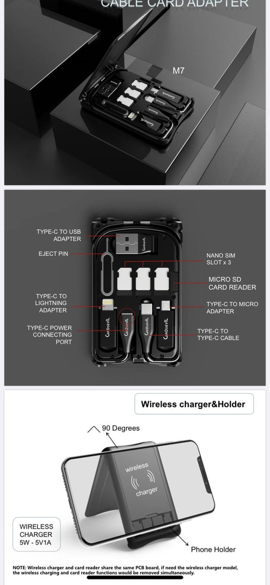 Multifunctional travel survival card, all-in-one data cable.