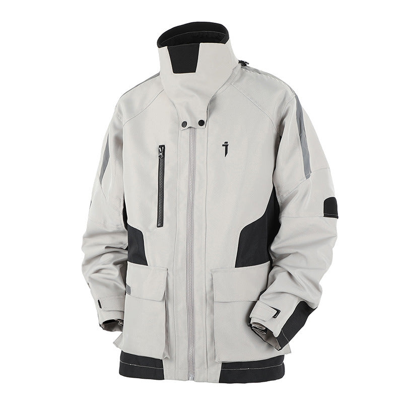 Outdoor Color Contrast Patchwork Loose Leisure Workwear Coat