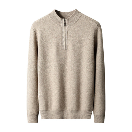 Men's Solid Color Half Collar Pullover Sweater