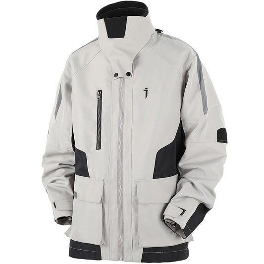 Outdoor Color Contrast Patchwork Loose Leisure Workwear Coat