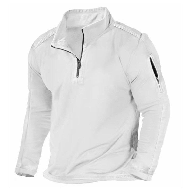 Men's Outdoor Long Sleeve Sweater with Zipper Pocket
