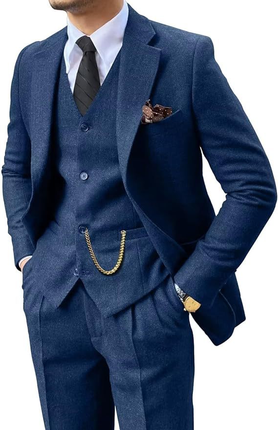 Herringbone Men's Slim Fit Suit