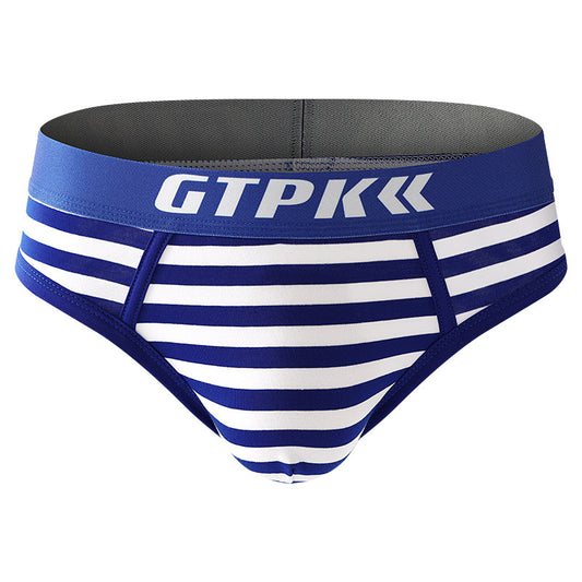 Striped Underwear Men's Plus Size Mid Mid-waist Breathable Triangle