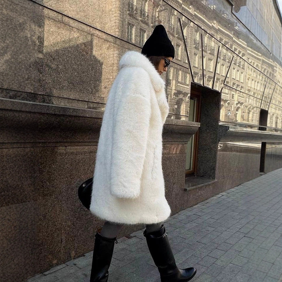 Women's Mid-length Fashion Artificial Wool Coat