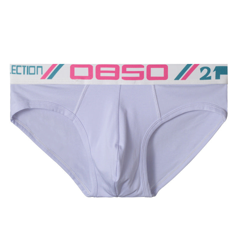 Cotton Breathable Solid Color Low Waist Jacquard Wide Belt Briefs