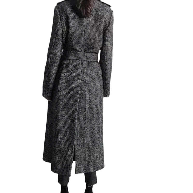 Korean-style medium-length wool coat for women