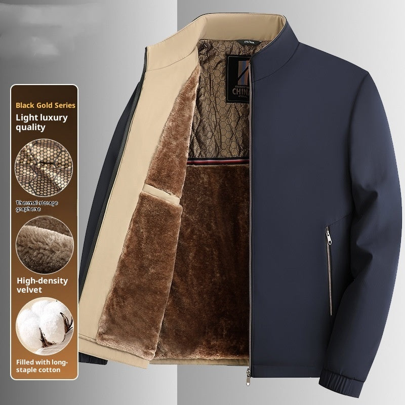 Men's Stand Collar Business Casual Jacket for middle and older fathers