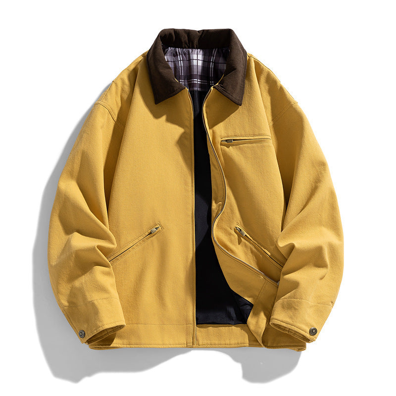 Autumn Jacket, New Washed Overalls, Retro Lapel