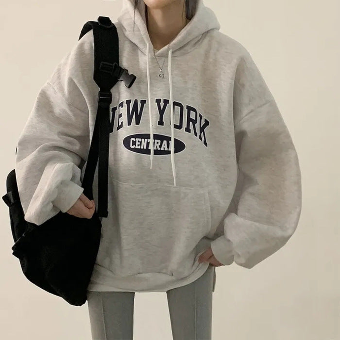 Printed Letters Thick Thin Velvet Women's Sweater