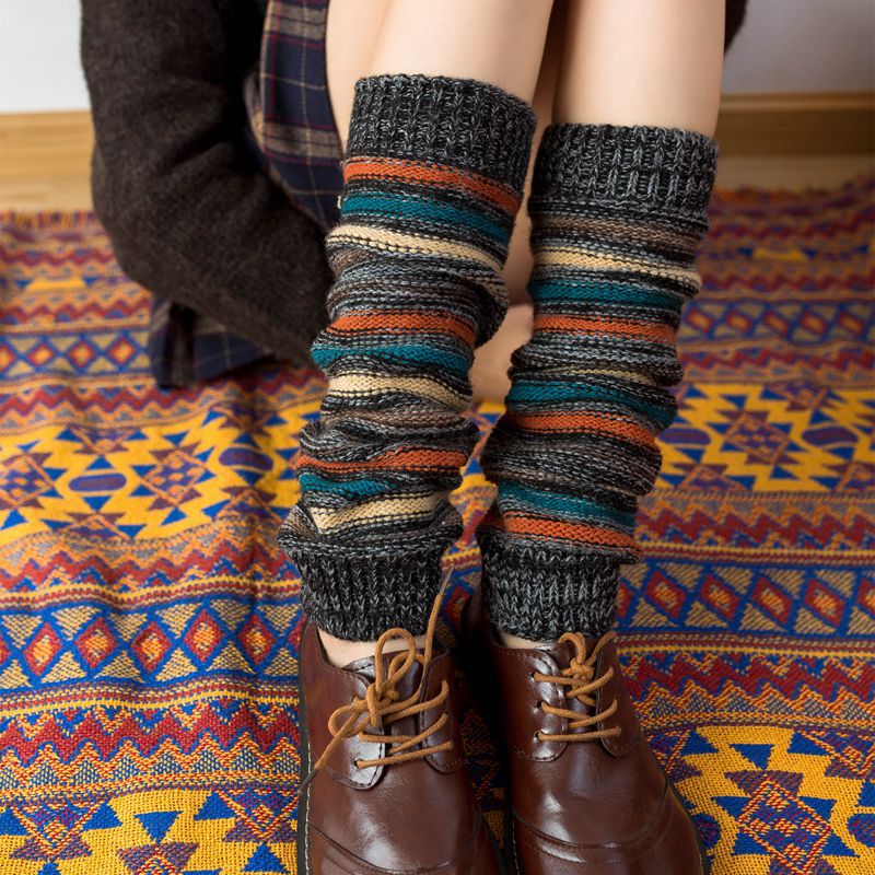 Women's Soft Fashion Colorblock Wool Coarse Knitted Socks