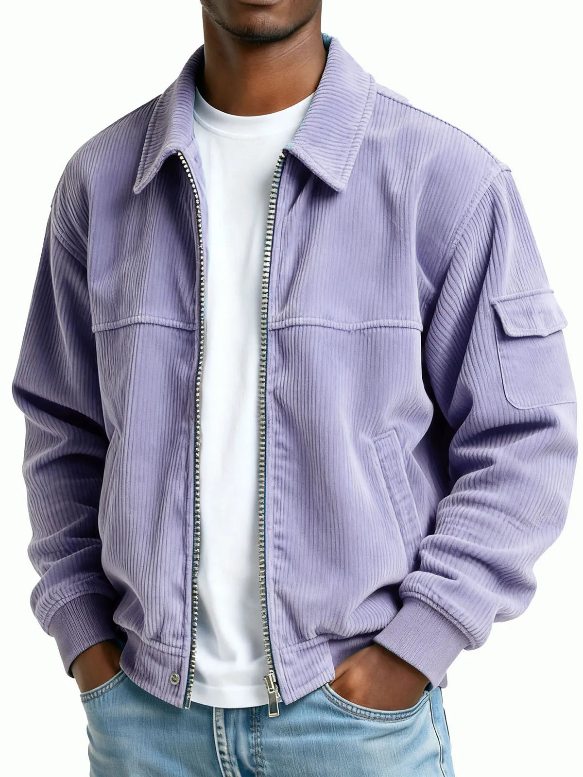 New Men's Retro Corduroy Fashion Casual Long Sleeve Pocket Jacket Men