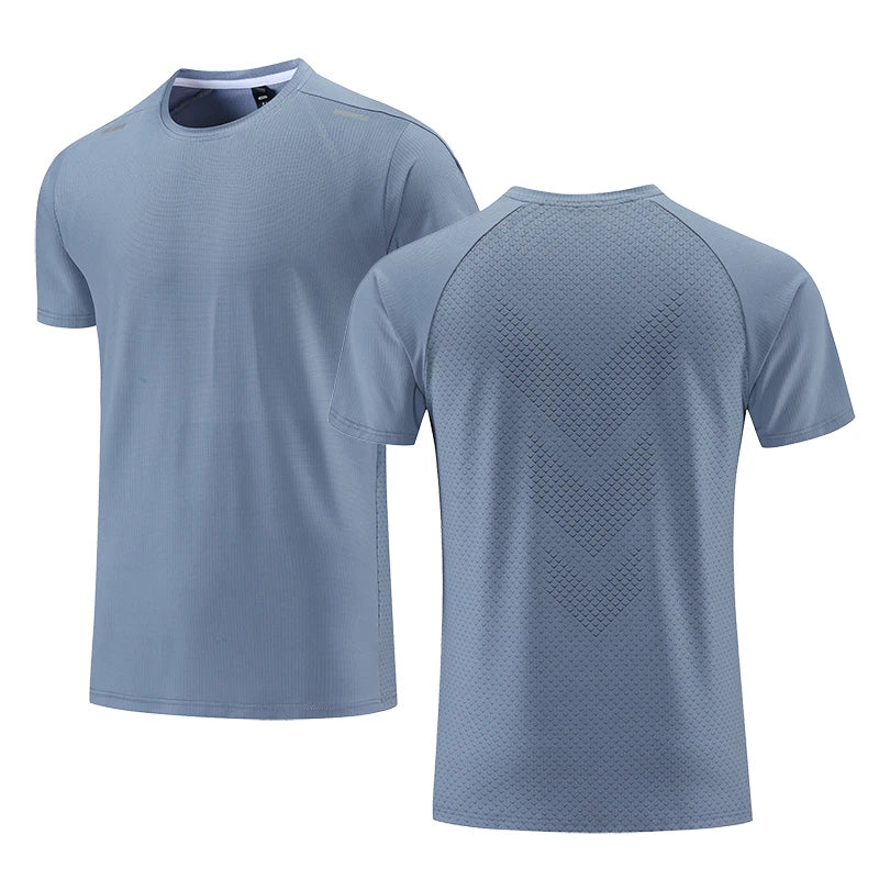 Quick Dry T-Shirt Men Running Fitness Sports Top Gym Training Shirt Breathable Jogging Casual Sportswear