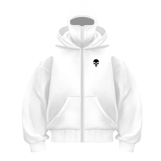 Men's Balaclava Hoodie Half Zip up Double Hooded Fleece Sweatshirt Unisex Fall Winter Warm Outfit for Men Women