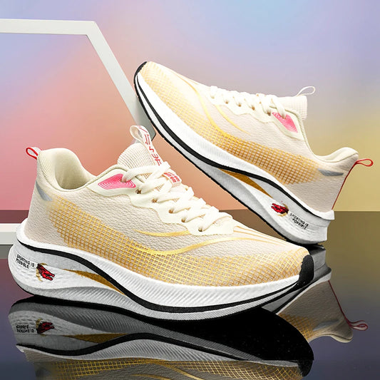 Unisex Running Shoes 2025 Autumn Breathable Mesh Sports Shoes Comfortable Lace-up Flat Sneakers for Men Women