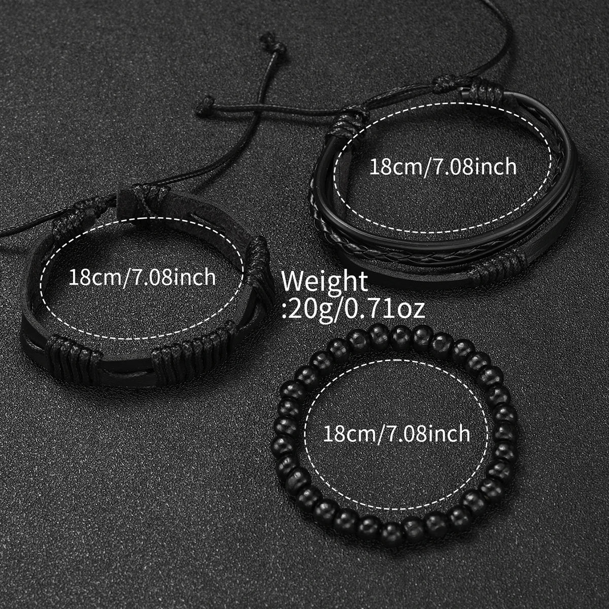 4PCS Men's Business Watches Fashion Leather Band Analog Quartz Watch with Woven Bracelets Set(Without Box)