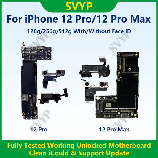 Fully Tested Authentic Motherboard For iPhone 12 64g/128g/256g Unlocked Mainboard With Face ID Cleaned iCloud Support Update