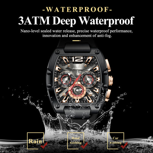 POEDAGAR Luxury Watches For Men Sport Casual Waterproof Luminous Date Man Wristwatch Chronograph Quartz Silicone Men Watch Reloj