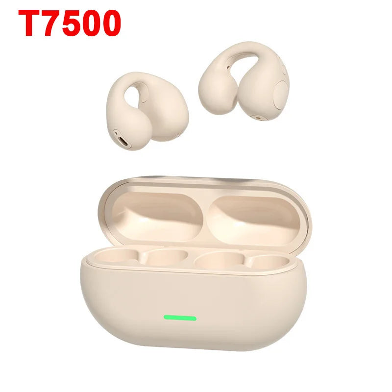 Bluetooth Earphone 5.3 Wireless Bone Conduction Headphones Clip Ear Music Noise Canceling HD Call Sports Gaming Earphone