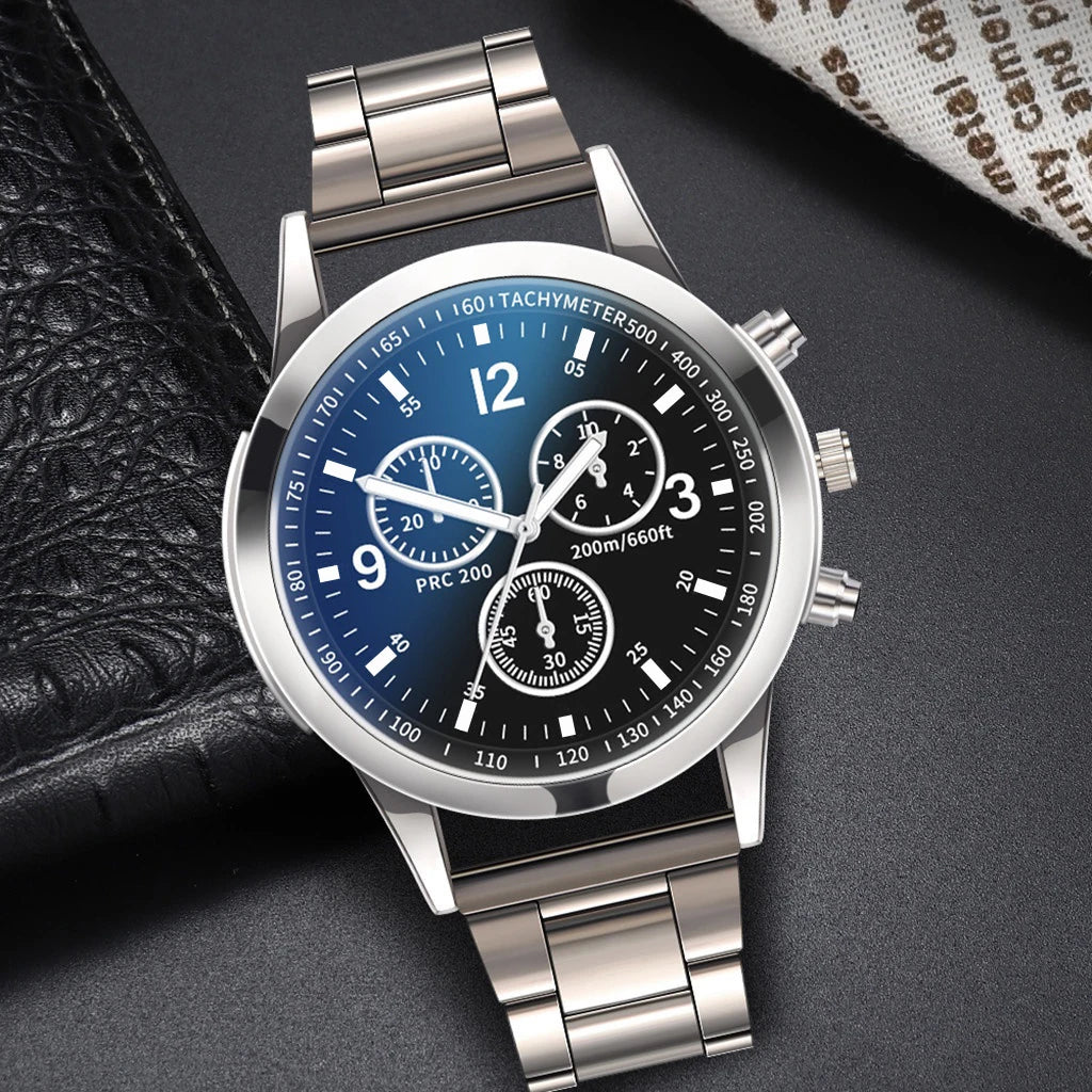 1/2PCS Men Business Watches Fashion Men's Steel Band Quartz Watch with Bracelet(Box not Included)