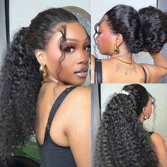 Invisi Strap HD 360 Full Lace Wig Human Hair 250 Density Precut 360 Lace Front Wig Deep Curly Glueless Wig Human Hair Wig