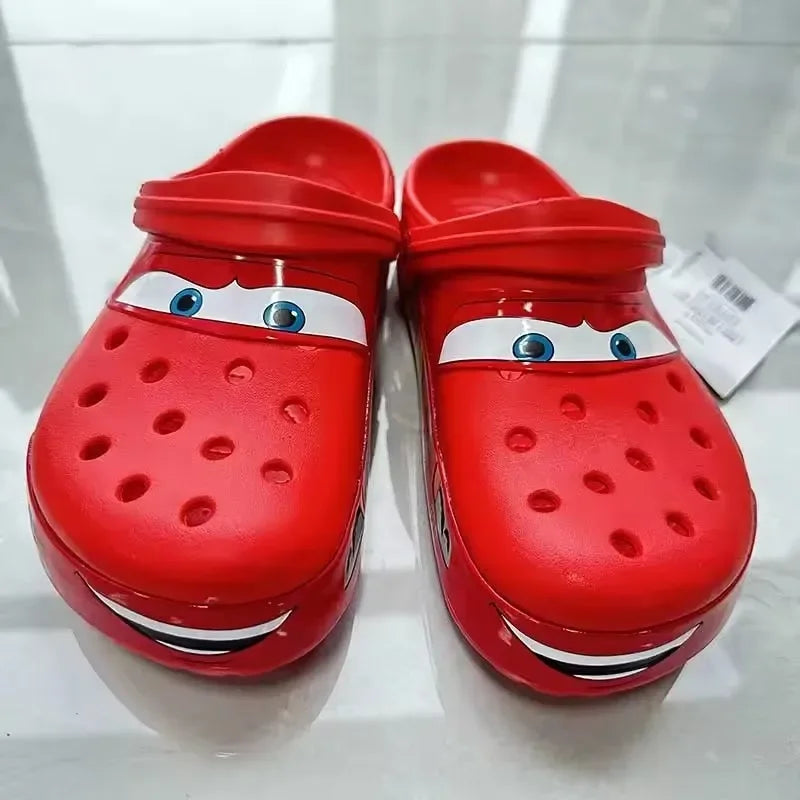 Mcqueens Pixar Cars Cartoon Kawaii Waterproof Breathable Eva Slippers For Adults Solid Outdoor Sandals With Holes Casual Shoes
