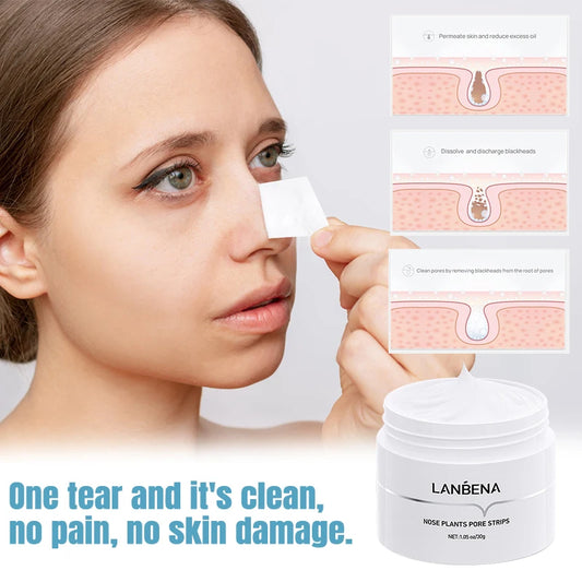 LANBENA Blackhead Remover Peel Off Mask Aloe Vera Extract Oil Control Nose Mask with 60pcs Cleanses for Deep Clean Hydrating