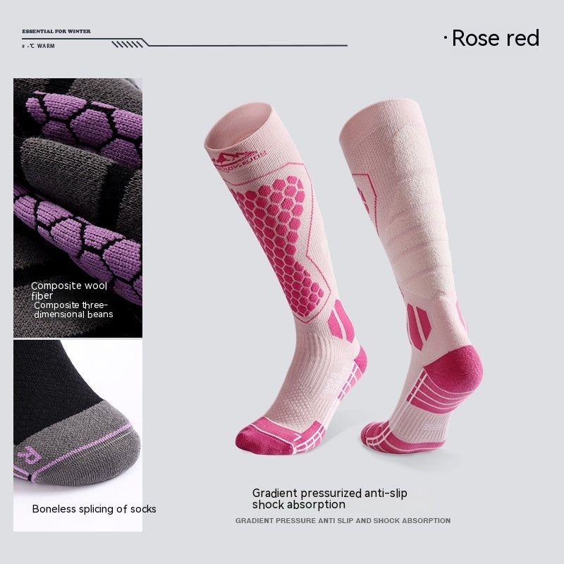Professional winter long wool ski socks
