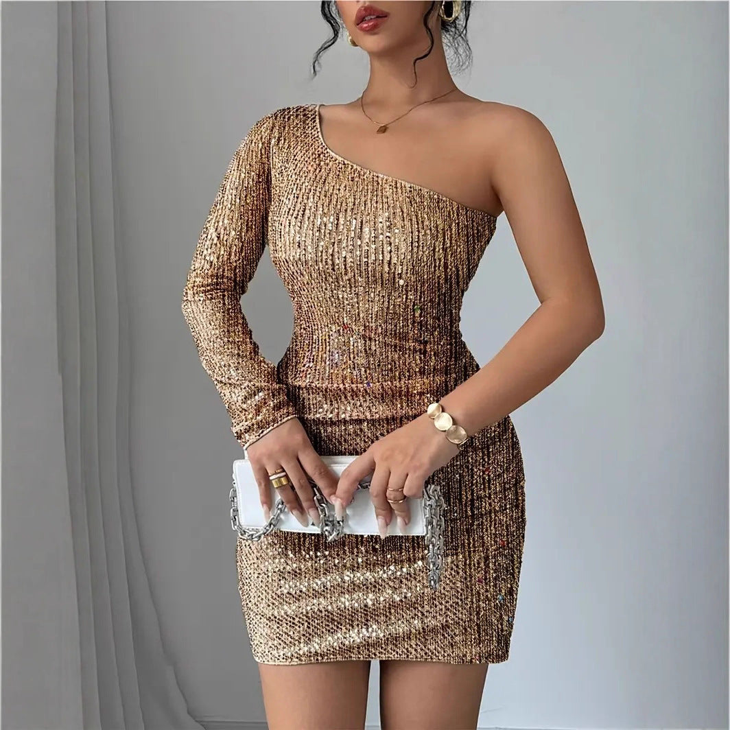 Crossbody Long Sleeve Sexy Dress