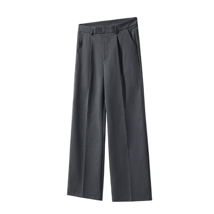Old Money Style Pleated American Neutral Straight Casual Suit Pants