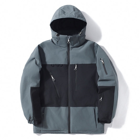 Men's And Women's Thickened Warm Color Matching Windproof Waterproof Jacket