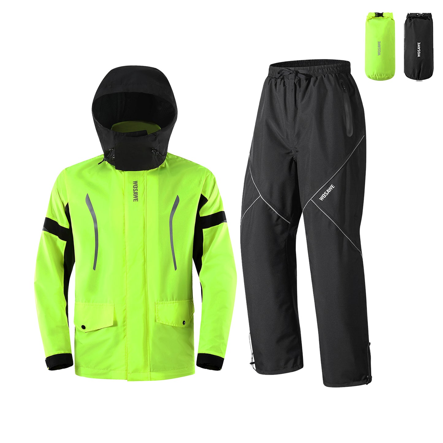 Raincoat Suit Motorcycle Rainproof Fishing Hiking Camping Outdoor Jacket And Trousers Set With Buggy Bag