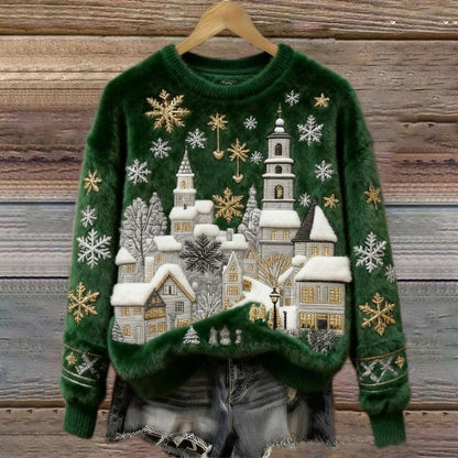 Women's Round-neck Sweatshirt With Faux Fur For Autumn And Winter
