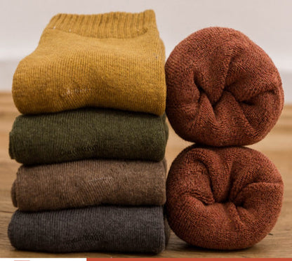 Socks Men's Tube In Autumn And Winter Plus Velvet Thickened Towel To Keep Warm Long Tube Of Pure Wool