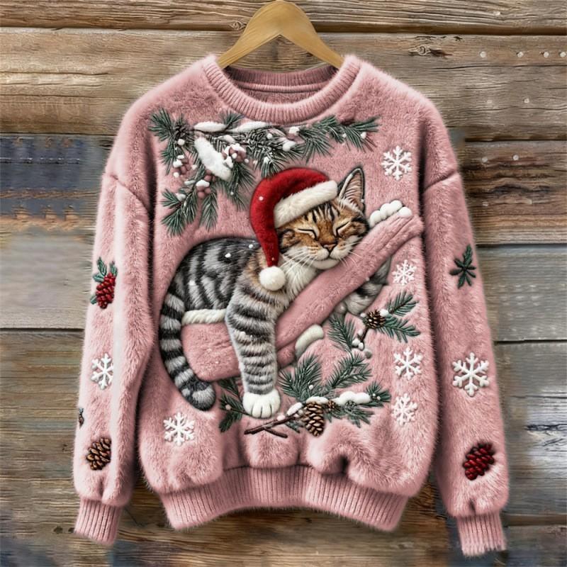 Women's Round-neck Sweatshirt With Faux Fur For Autumn And Winter