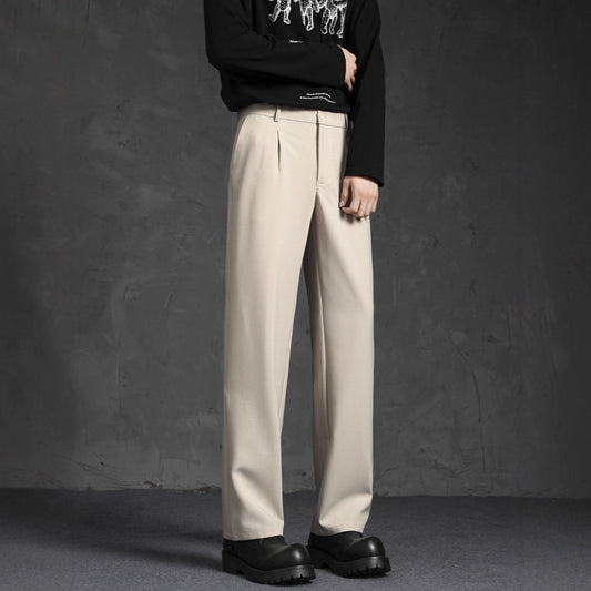 Black Loose Drooping Straight Casual Suit Pants