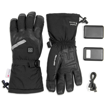 Sheepskin Electric Heating Gloves for Motorcycles, Thermal Smart Touch Screen, and Outdoor Skiing