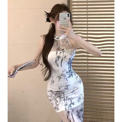 Women's Halter Dress with Slim Design