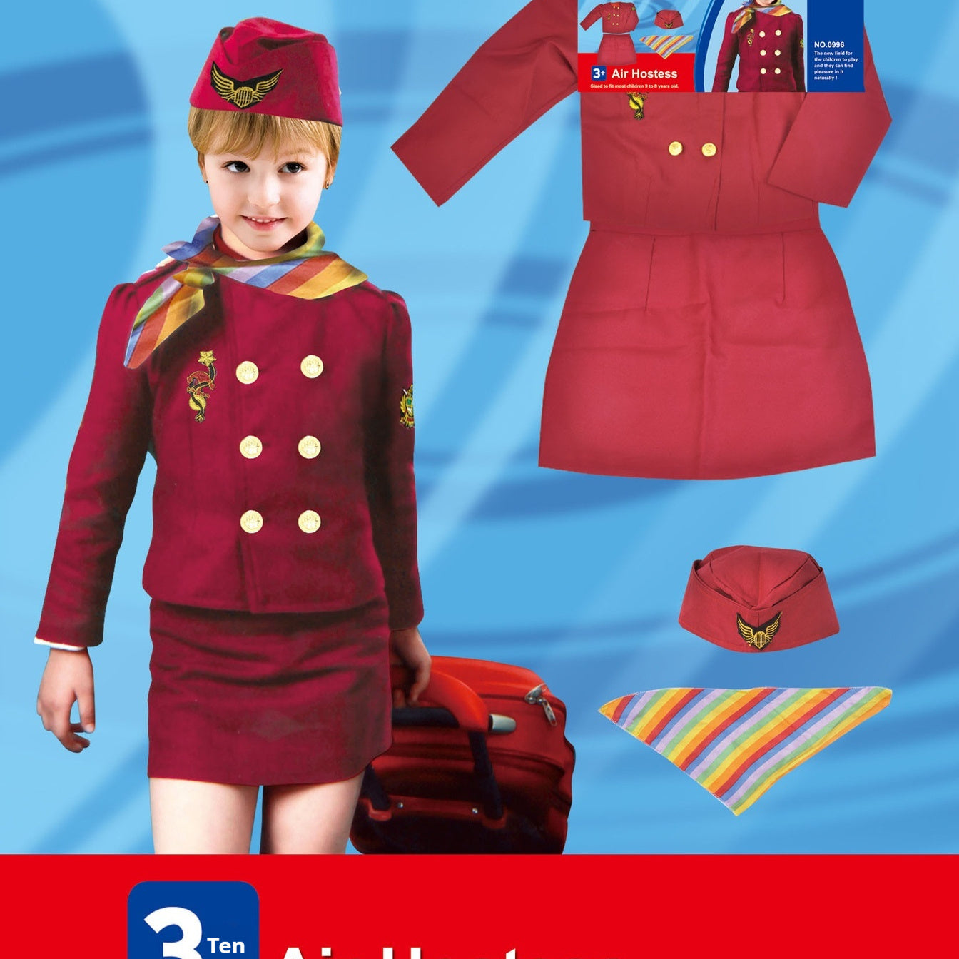Children's Captain's Outfits, Girls Stewardess Clothing, Holiday Party Performance Wear
