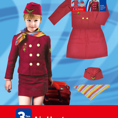 Children's Captain's Outfits, Girls Stewardess Clothing, Holiday Party Performance Wear