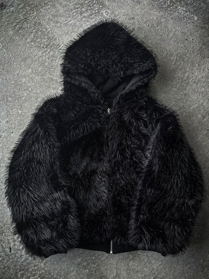 Double-sided Wear Short Wide BOXY Mountain Carved Cotton Jacket