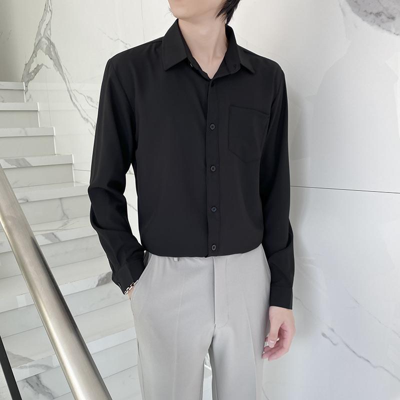 Men's Wine Red Long Sleeve Slim Fit Business Shirt
