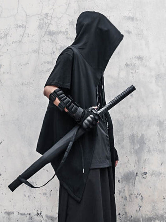 Dark Sleeveless Cloak Robe Hooded Wizard Coat
