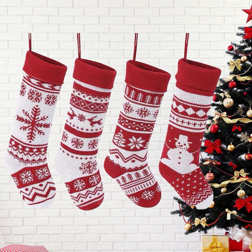 Cartoon Knitting Wool Christmas Decorative Socks