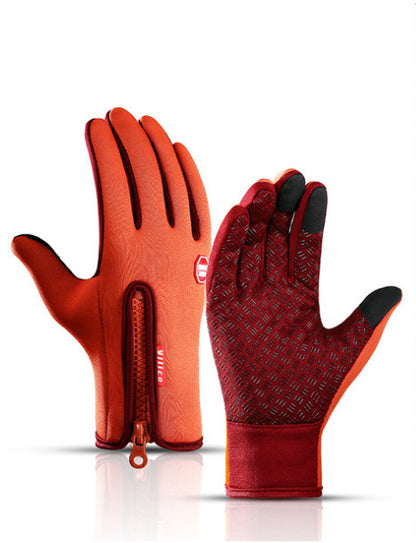Winter Touch Screen Riding Motorcycle Sliding Gloves, Waterproof Sports Gloves with Wool Filling