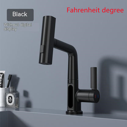 Smart digital display faucet, pull-out basin faucet, temperature digital display, rotation.
