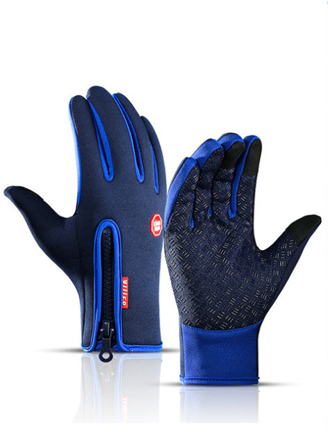 Winter Touch Screen Riding Motorcycle Sliding Gloves, Waterproof Sports Gloves with Wool Filling