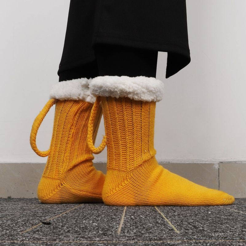 Color Matching Beer Room Thermal Middle Tube Thick Wool Socks