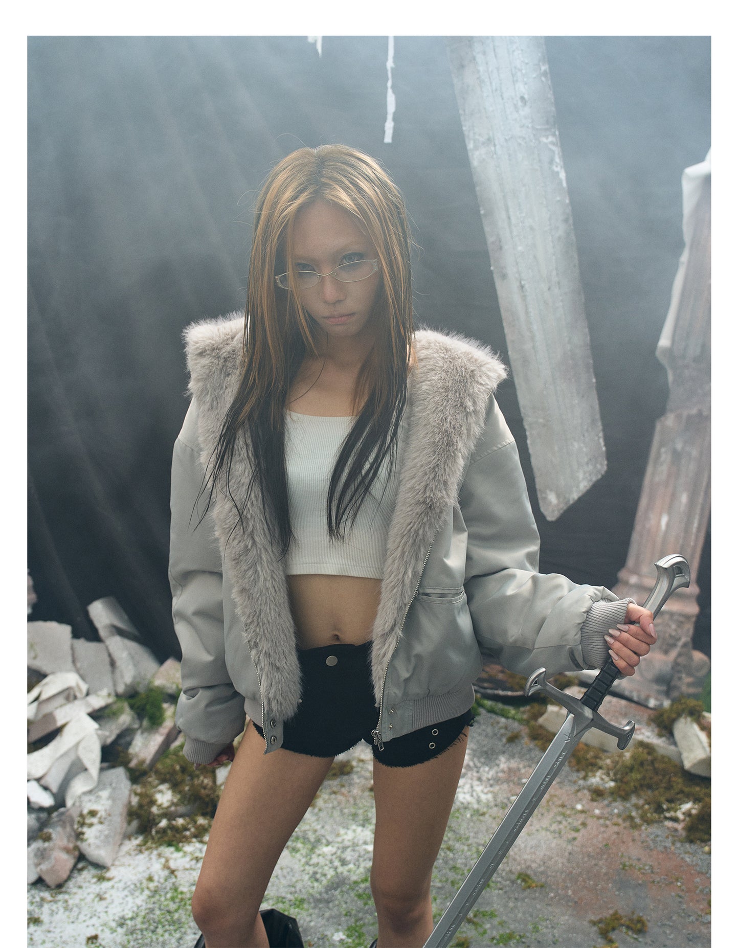 Mountain Carving Mink Fur Air Force Jacket - Autumn and Winter