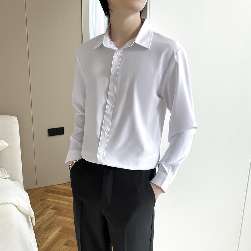 Men's Wine Red Long Sleeve Slim Fit Business Shirt